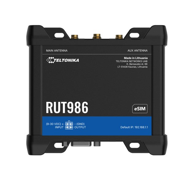 Teltonika RUT986 INDUSTRIAL GLOBAL LTE CAT 4 ROUTER, Telit Cat 4 Modem, 4x