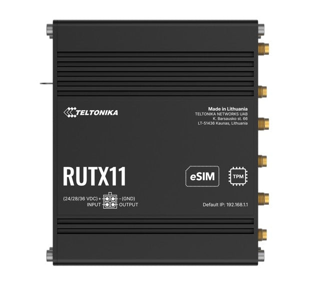 Teltonika RUTX11 Industrial Cellular eSIM Router, 4G LTE CAT 6, Dual SIM with