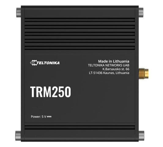 Teltonika TRM250 Industrial Cellular Modem, 4G/LTE (Cat M1), NB-IoT, Small Size, USB Interface for Internet Access, External Antenna, PSU excluded
