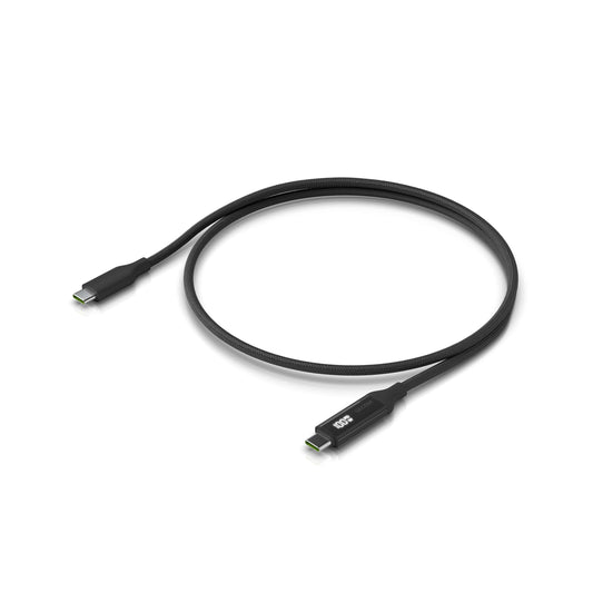 Ubiquiti USB-C Cable with Charge Display,Length 0.3M, Black, Braided Power & Data Cable With A Double-sided Charge Display,100W Max Power Outpu
