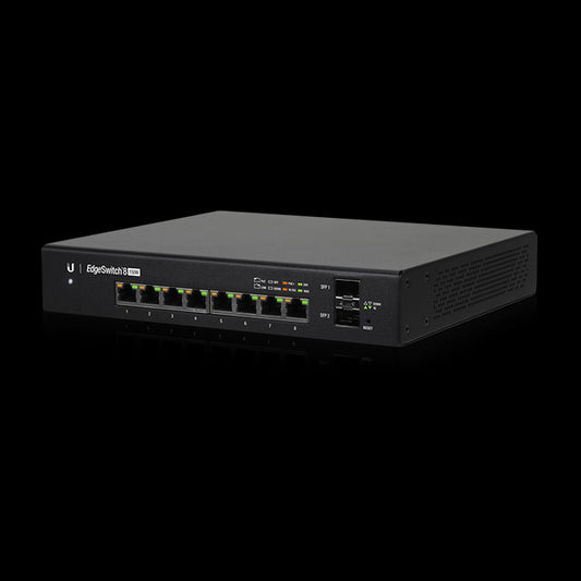 Ubiquiti EdgeSwitch 8, 8-Port Managed PoE+ Gigabit Switch, 2 SFP, 150W, Supports PoE+ and 24v Passive, No Controller Needed, 2Yr Warr