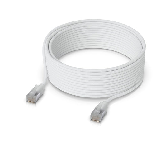 Ubiquiti UniFi Premium Patch Cable, 15M, White, Ultra-thin Braided Patch Cable, Designed And Optimized For 10 GbE Networking.
