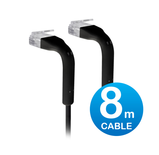 UniFi Patch Cable 8m Black, Both End Bendable to 90 Degree, RJ45 Ethernet Cable, Cat6, Ultra-Thin 3mm Diameter U-Cable-Patch-8M-RJ45-BK