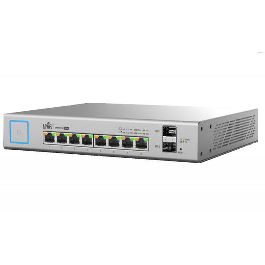 EOL - Ubiquiti UniFi Switch 8-port Managed PoE+ Gigabit Switch with SFP, 130W PoE Budget, Quiet Fanless Operation, GEN1, Incl 2Yr Warr