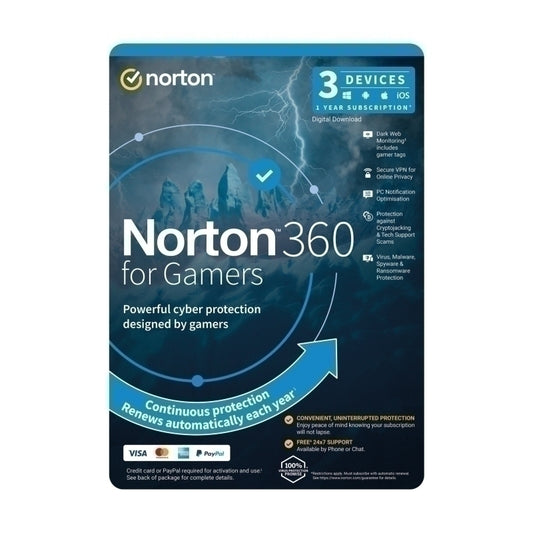 Norton 360 For Gamers - 1 User 3 Device 1 Year Sub