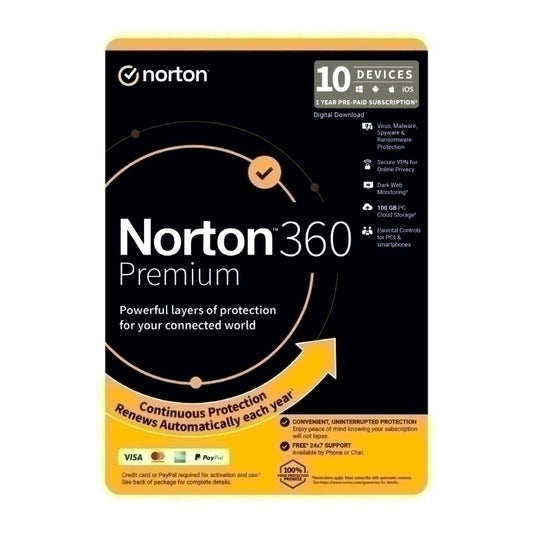 Norton 360 Premium Protection - 1 User 10 Devices 1 Year