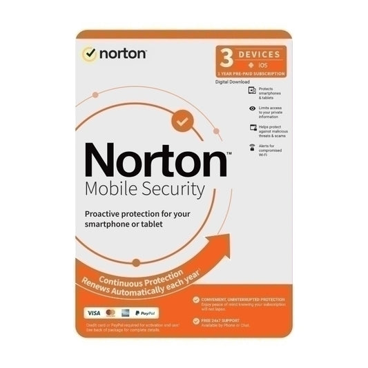 Norton Mobile Security - 1 User 3 Devices 1 Year Sub - ESD Version