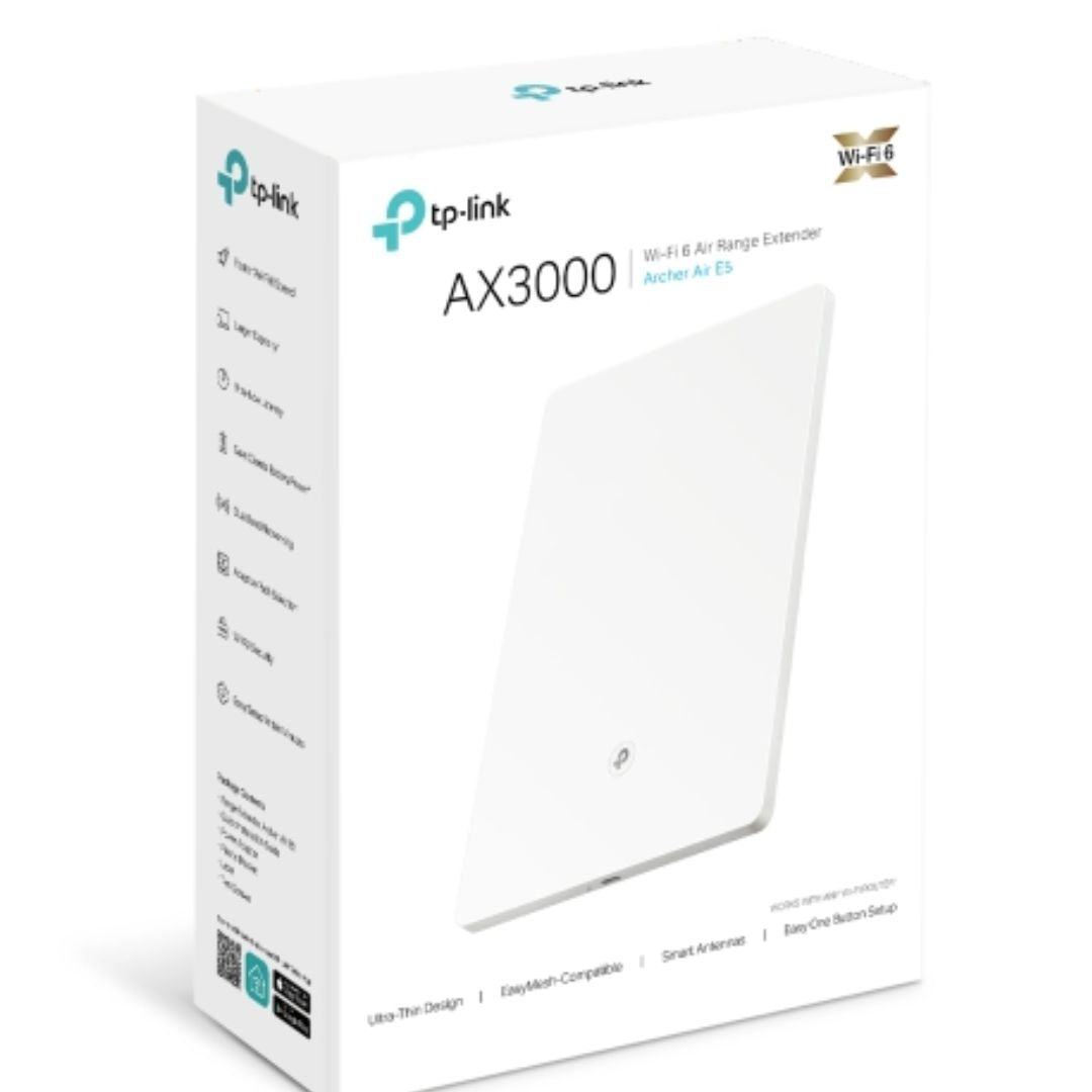 TP-Link Archer Air E5 AX3000 Dual-Band Wi-Fi 6 Air Range Extender, 574Mbps @2.4GHz + 2402Mbps @5GHz , 8mm Ultra-thin Shell, Multiple Install Design