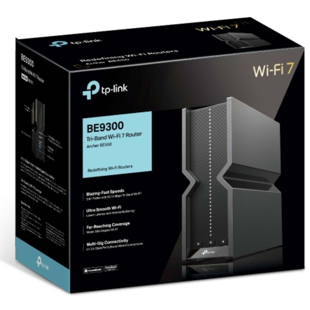TP-Link Archer BE550 V2 BE9300 Wi-Fi 7 Tri-Band Router 688 Mbps at 2.4 GHz + 2880 Mbps at 5 GHz + 5760 Mbps at 6 , 6× Internal Antennas, 1.5 GHz