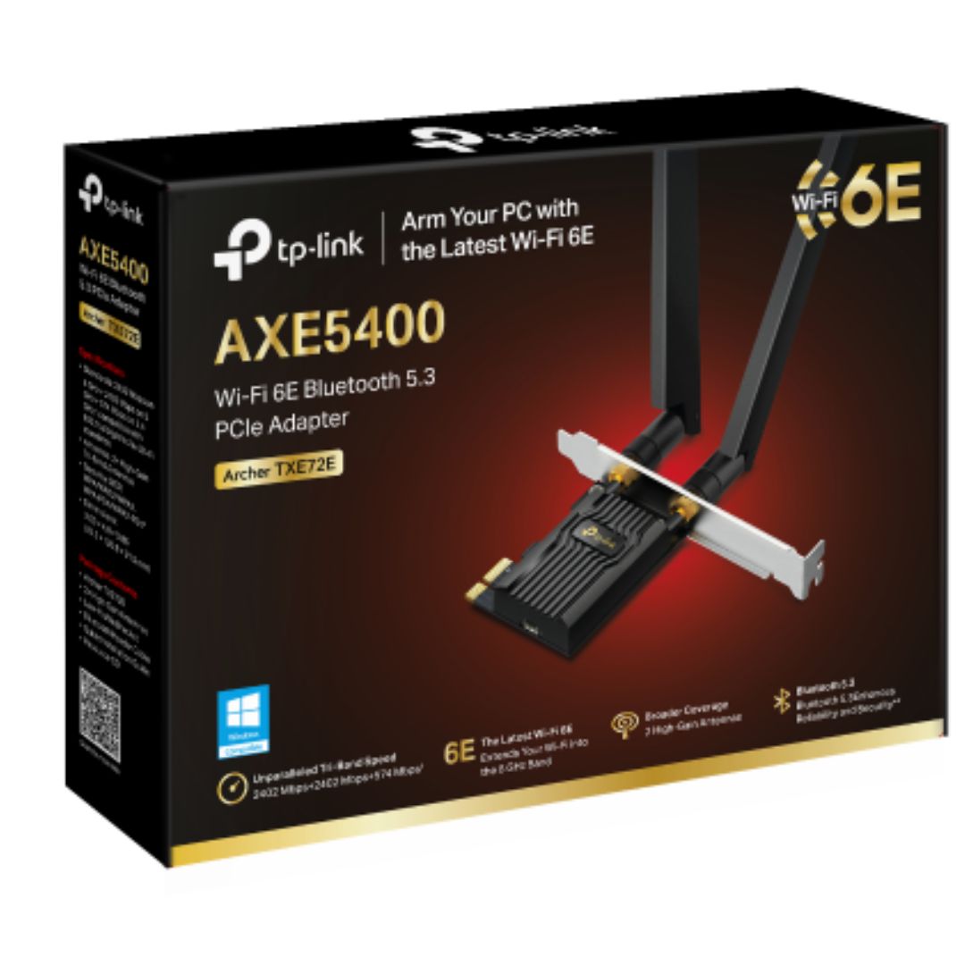 TP-Link Archer TXE72E AXE5400 Wi-Fi 6E Bluetooth 5.3 PCIe Adapter , 2402 Mbps at 6 GHz + 2402 Mbps at 5 GHz + 574 Mbps at 2.4 GHz