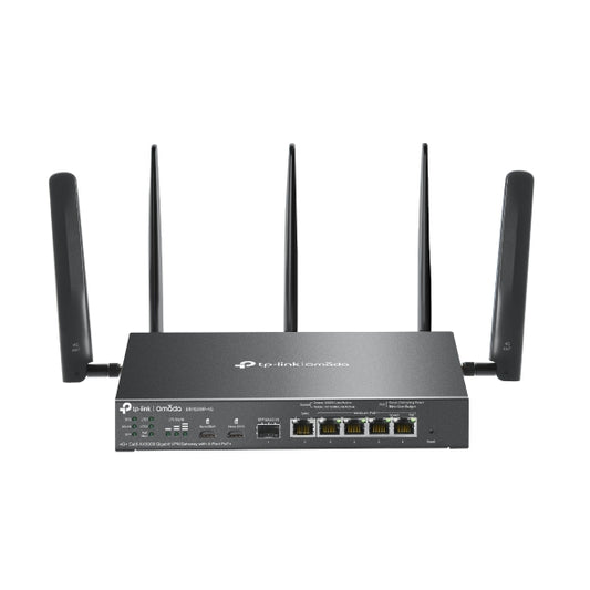 TP-Link ER706WP-4G Omada 4G+ Cat6 AX3000 Gigabit VPN Gateway with 4-Port PoE+, 574Mbps at 2.4 GHz + 2402 Mbps at 5 GHz (HE160) Wi-Fi Speed, 300 Mbps D