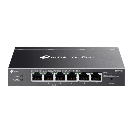 TP-Link ES206GP Omada 6-Port Gigabit Easy Managed Switch with 4-Port PoE+, Fast PoE, Perpetual PoE, Flow Control, Loopback Detection, Port Isolation,