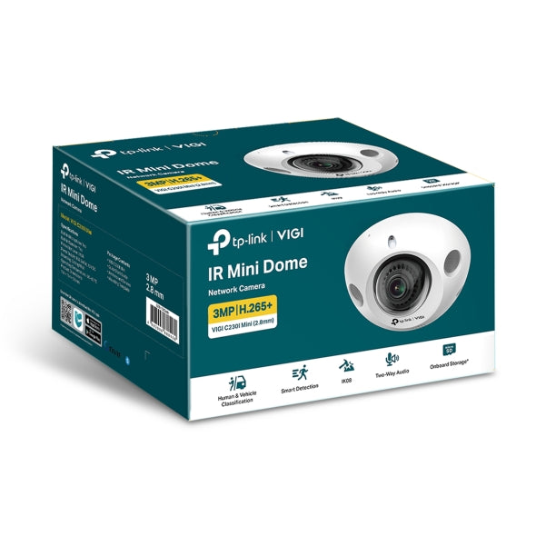 TP-Link VIGI 3MP C230I Mini(2.8mm) IR Mini Dome Network Camera, 2.8mm