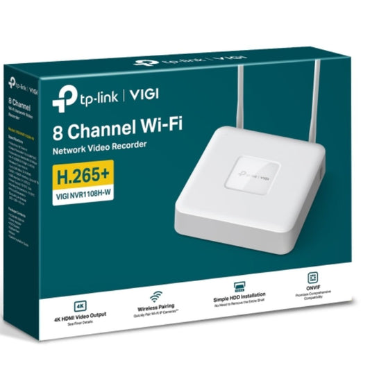 TP-Link VIGI NVR1108H-W VIGI 8 Channel Wi-Fi Network Video Recorder, 4K HDMI Outputã€16MP Decoding Capacityã€RX/TX-80Mbps/60Mbpsã€8-Channel Simultaneous