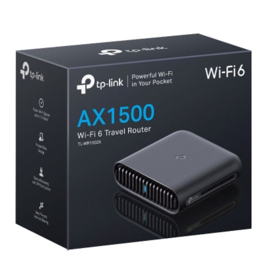 TP-Link TL-WR1502X AX1500 Wi-Fi 6 Travel Router, 1201 Mbps at 5 GHz + 300 Mbps at 2.4 GHz, 2Ã— Internal Antennas, 1Ã— Gigabit WAN Port + 1Ã— Gigabit LAN