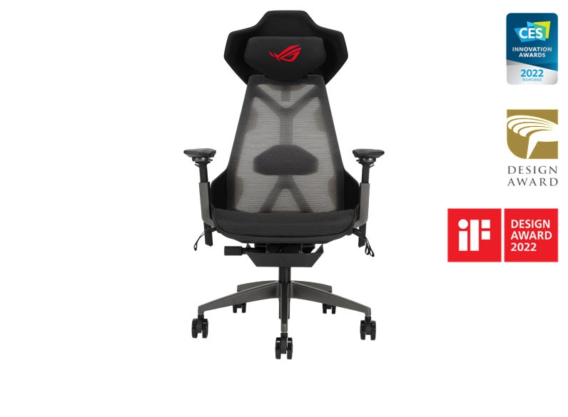 ASUS ROG Destrier Ergo Gaming Chair - Black, 150kg Load, 3D 360° Armrests