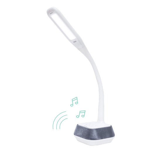 (LS) mbeatÂ® actiVIVA LED Desk Lamp with Bluetooth Speaker - 12V 1.5A 5W/LED illumination Switches/Warm Cool Modes/Rubberized Flexible Neck/Touch Sensi