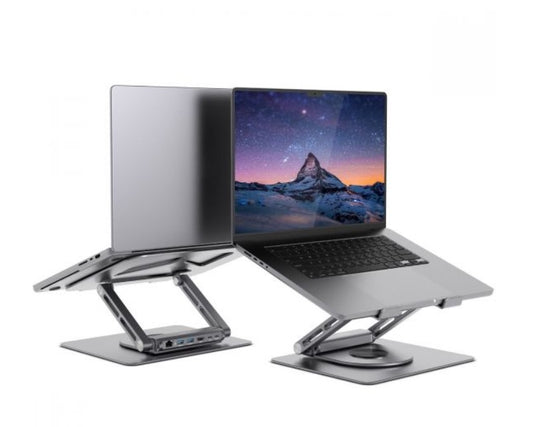 mbeatÂ® Stage S12 Rotating Laptop Stand with USB-C Docking Station Flexible Ergonomic Design USB-C HDMI RJ45 1000Mbps