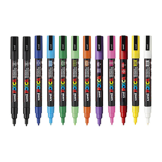 Posca PC-3M Fine Blt Asst Pk12