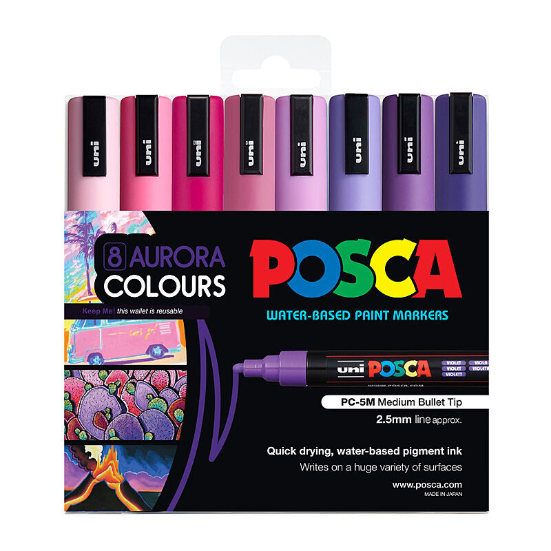 Posca PC-5M Med Blt Aurora Pk8