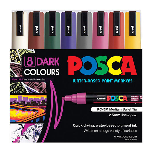Posca PC-5M Med Blt Dark Pk8