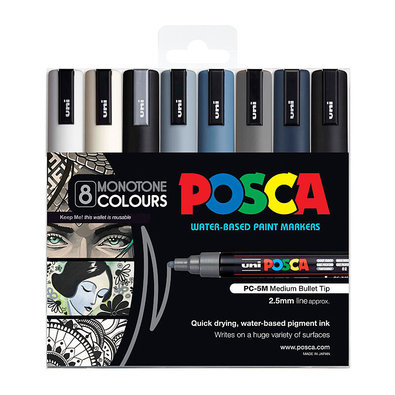 Posca PC-5M Med Blt Mono Pk8