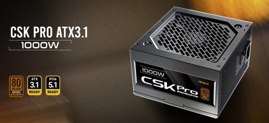 Antec CSK1000 PRO Sem-Modular ATX 3.1, PCI-E 5.1  for 4090, 5090 & 7900, 9070 High Quality Jap Capacitors, Performance and Reliability, PSU