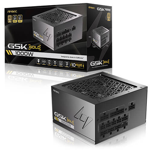 Antec GSK1000 AU, ATX 12V 3.1, 1000W, Full-Modular, 80 Plus Gold, 120mm FDB