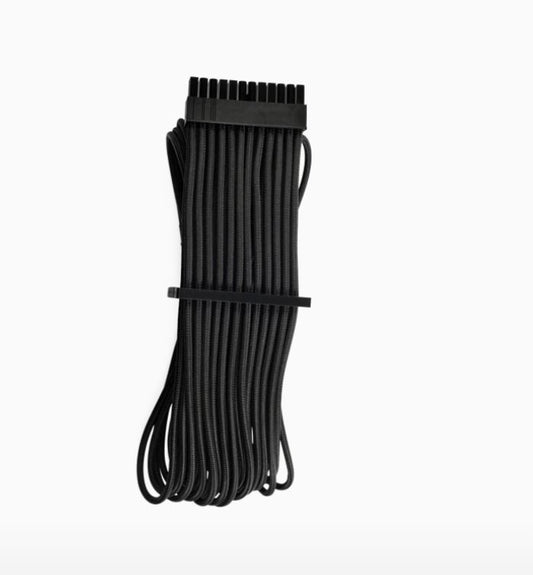 (LSFor Corsair PSU - BLACK Premium Individually Sleeved ATX 24-Pin Cable Type 4 Gen 4 – Black