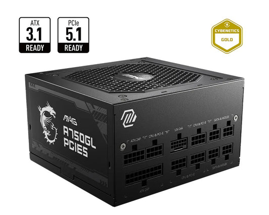 MSI MAG A750GL PCIE5 II Bulk – 750W ATX 3.1, 80+ Gold, full modular, PCIe 5.0