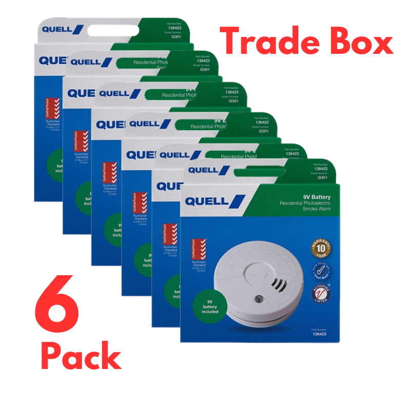 جهاز إنذار الدخان Quell 9v Q301 Photoelectric Professional Residential Series - 136423 (صندوق تجاري مكون من 6 قطع)