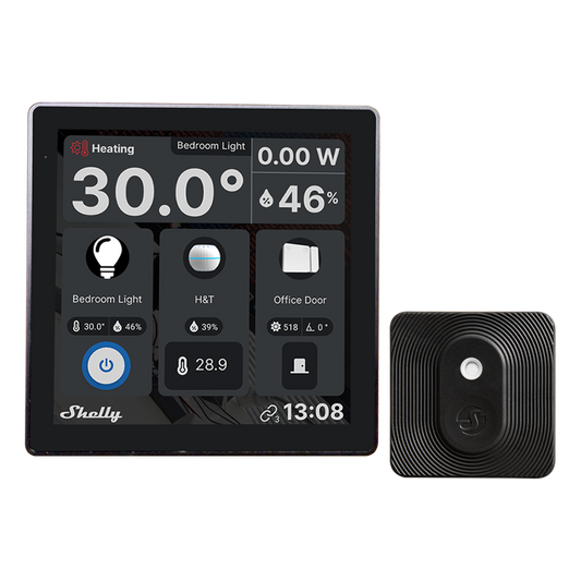 SHELLY WALL DISPLAY BLACK WITH SMART HUMIDITY AND TEMPERATURE SENSOR