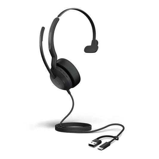 Jabra Evolve2 50, USB C/A MS Mono Headset, BluetoothÂ®, 4 microphones, Active Noise Cancellation, Busylight, Call management, Air Comfort technology
