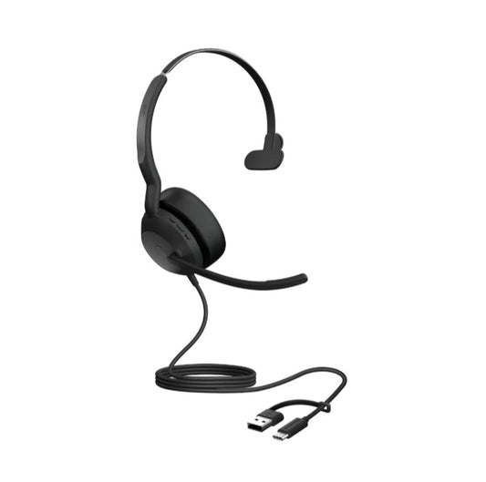 Jabra Evolve2 50, USB C/A UC Mono Headset, BluetoothÂ®, 4 microphones, Active Noise Cancellation, Busylight, Call management, Air Comfort technology