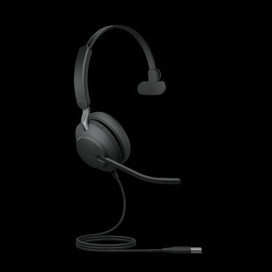 Jabra Evolve2 40 SE Wired USB-A UC Mono Headset, 360Â° BusyLight, Noise Isolationg Ear Cushions, 2Yr Warranty, Plug-and-play, 3-Microphone Technology