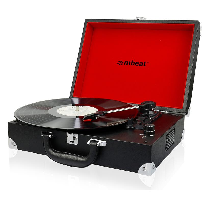 mbeatÂ® Retro Briefcase-styled USB Turntable Recorder Built in 3.5mm headphone jack built-in speaker USB output support