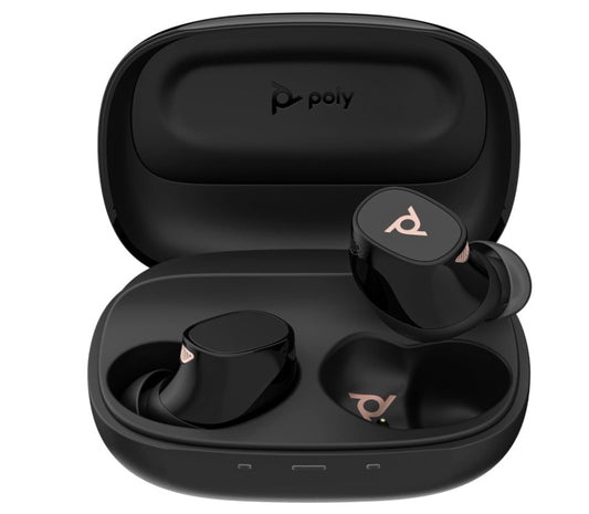 Plantronics/Poly Bluetooth Headset Voyager Free 20 Black, True wireless BluetoothÂ® earbuds, Adaptive Active Noise Canceling (ANC)