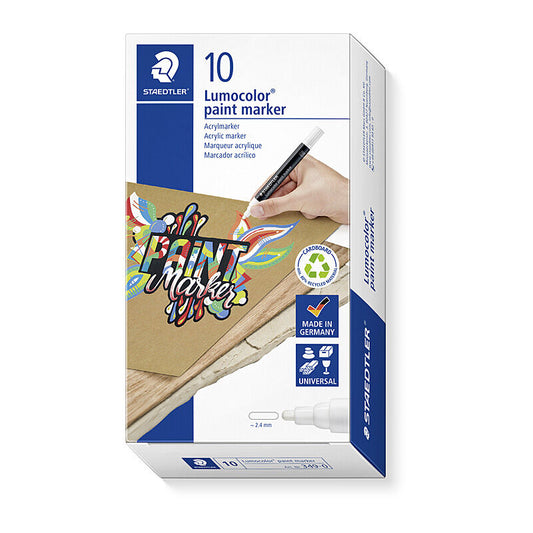 Staedtler Staed Lumo Paint Mrkr Wht Bx10