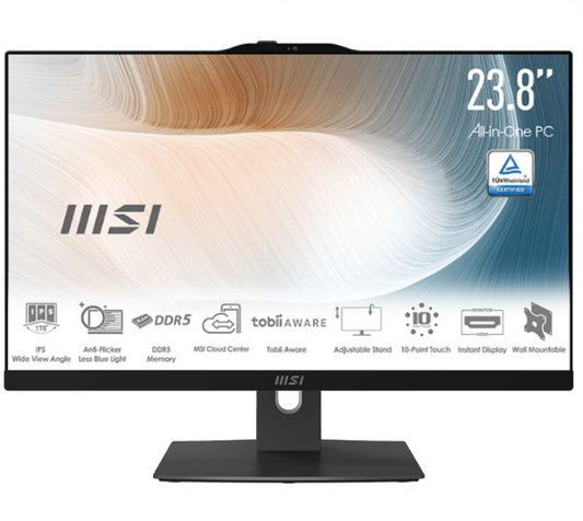 MSI Modern AM242TP 1M-1834AU AIO, Black, 23.8' 10 Points Touch Screen, Core 5 120U/D5 16GB (2x8G)/1TB SSD/WiFi6/Webcam/Wired KBM/Win11Pro/3