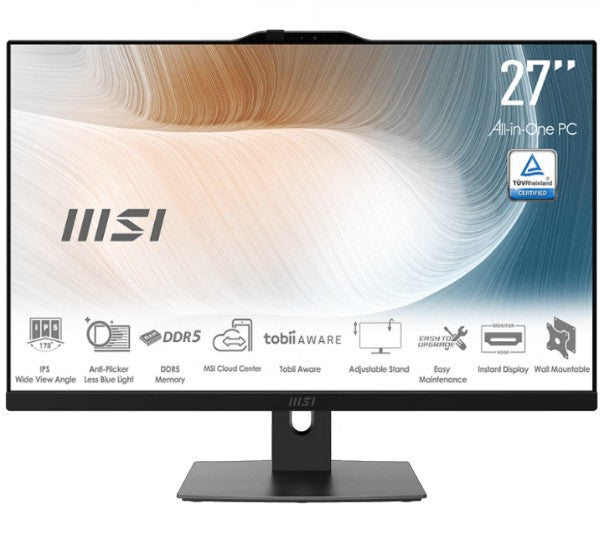 MSI Modern AM272P 1M-1219AU AIO Black, 27' Non-Touch, Core 7 150U/D5 16GB (2x8G)/1TB SSD/WiFi6/Webcam/Height Adjustable/Wired KBM/Win11Pro/3Y Onsite
