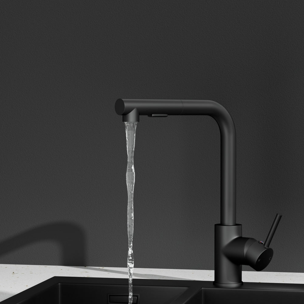 Cefito Kitchen Mixer Tap Pull Out Rectangle 2 Mode Sink Basin Faucet Swivel WELS Black