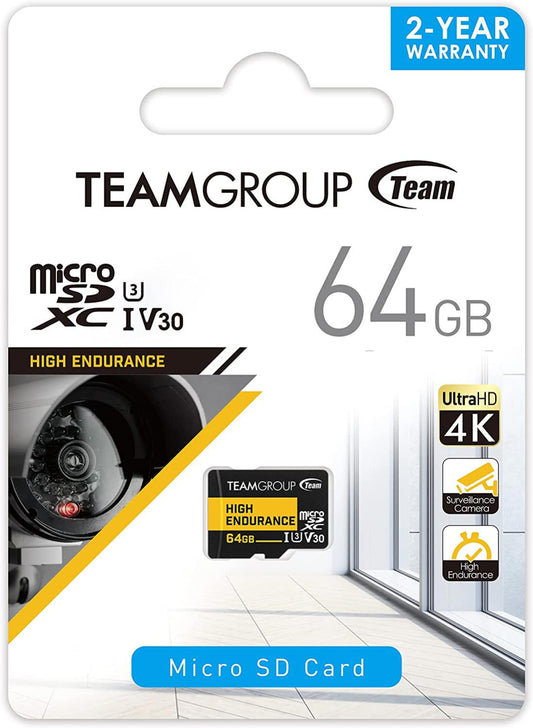 Team Group High Endurance 64GB Micro SDXC UHS-I U3 V30 Memory Card
