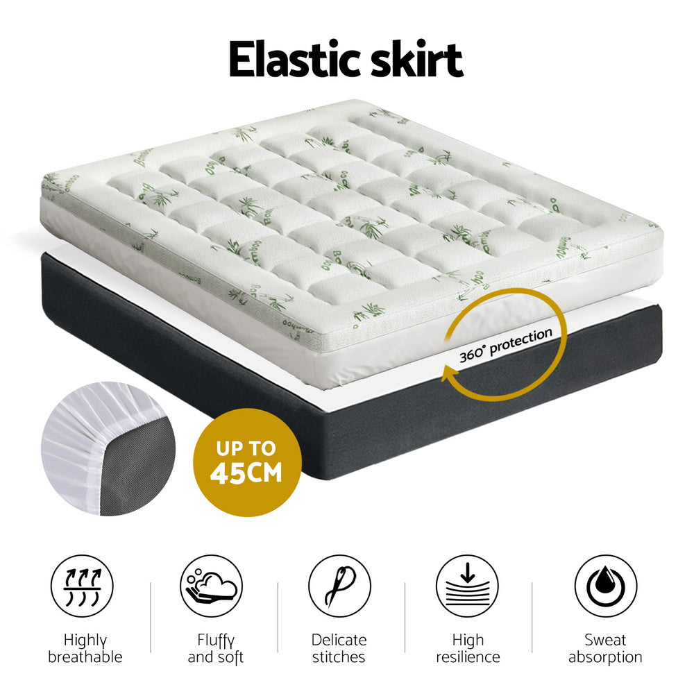 Giselle Bedding Mattress Topper Pillowtop Bamboo 7.5cm Queen