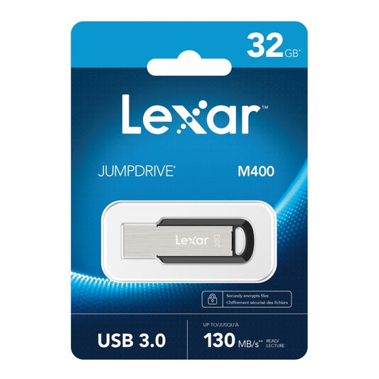 Lexar M400 32GB JumpDriveÂ® USB3.0 Flash Drive, up to 130MB/s read,the stylish metal and key ring design lets you easily transfer files anywhere