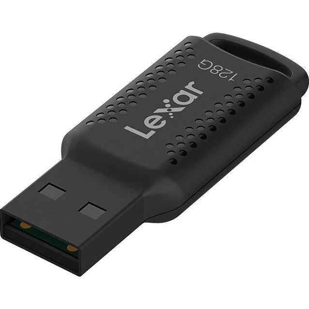 Lexar V400 128GB JumpDriveÂ® USB3.0 Flash Drive, up to 100MB/s read, Black,Securely protect files with Lexar DataShield. 256-bit AES encryption for add