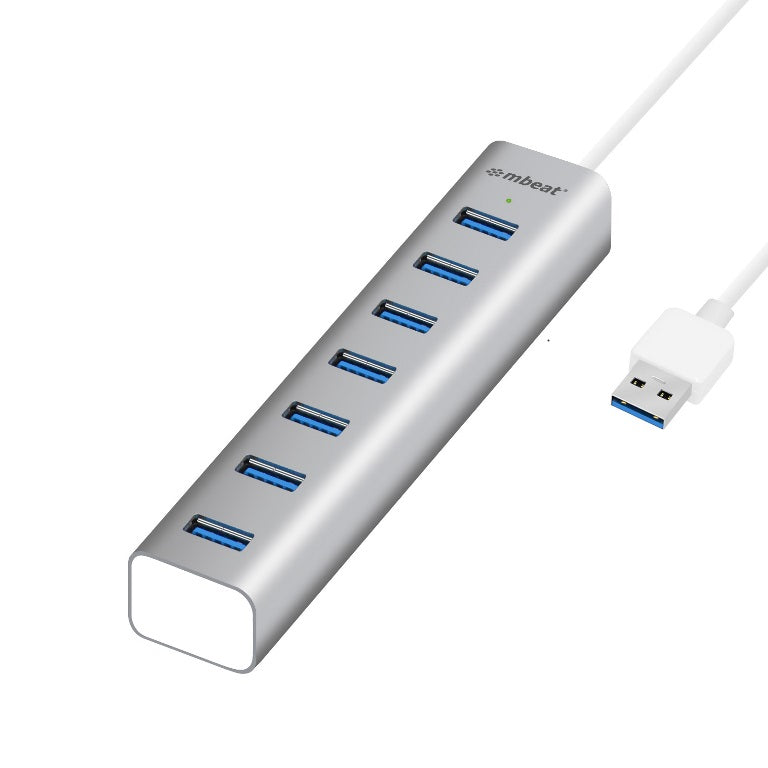 mbeatÂ® 7-Port USB 3.0 Powered Hub - USB 2.0/1.1/Aluminium Slim Design Hub with Fast Data Speeds (5Gbps) Power Delivery for PC and MAC devices Weight: