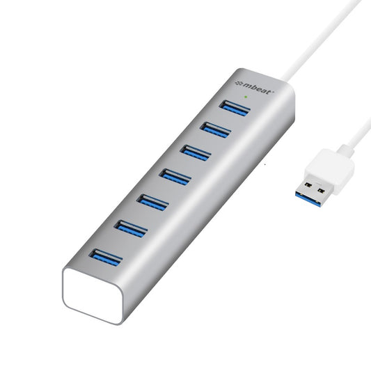 mbeatÂ® 7-Port USB 3.0 Powered Hub - USB 2.0/1.1/Aluminium Slim Design Hub with Fast Data Speeds (5Gbps) Power Delivery for PC and MAC devices Weight: