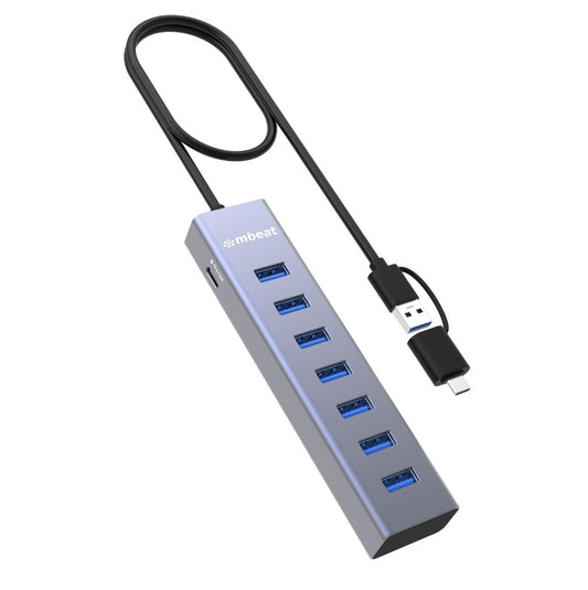 mbeat® 7-Port USB Hub with Dual USB-A & USB-C Connector 7 High-Speed USB 3.2