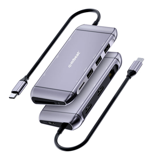 mbeatÂ®  Elite X11 Dual Display Docking Station - 2x 4K HDMI, 1xUSB-C Power Delivery 100W, 3xUSB 3.0, MicroSD/SD Card, 1x RJ45