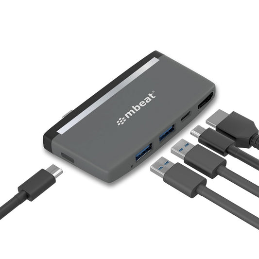 mbeatÂ® Â EssentialÂ ProÂ  5-IN-1 USB- C Hub (4k HDMI Video, USB-C PD Pass Through Charging, USB 3.0 x 2, USB-C x 1) USB 3.0 Speed: Up to 5Gbps Weight:30g